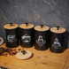 Набор кухонных контейнеров для соли, сахара, кофе, чая (метал+бамбуковые крышки) 24578 фото 1