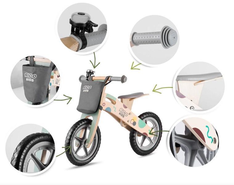 Велобіг дерев'яний Ricokids RC-611 сірий 7610 7610 фото